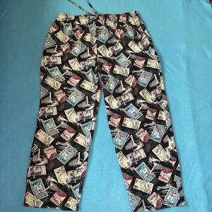 STAFFORD Cuba pajama pants elastic waistband drawstring button fly size L 36-38